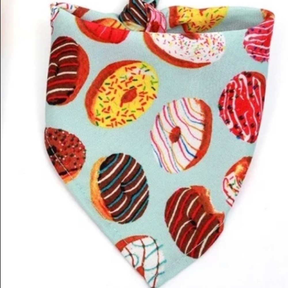 Yummy donuts print dog bandana, joyful and colourful print
